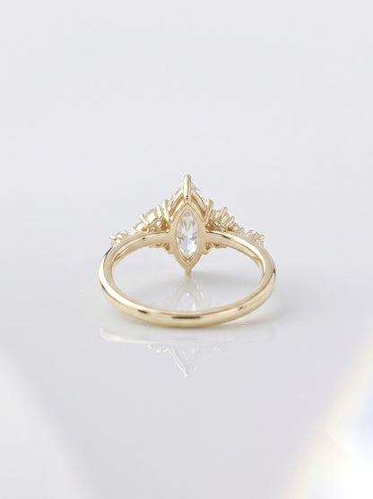 1 CT Marquise Pave Moissanite Engagement Ring