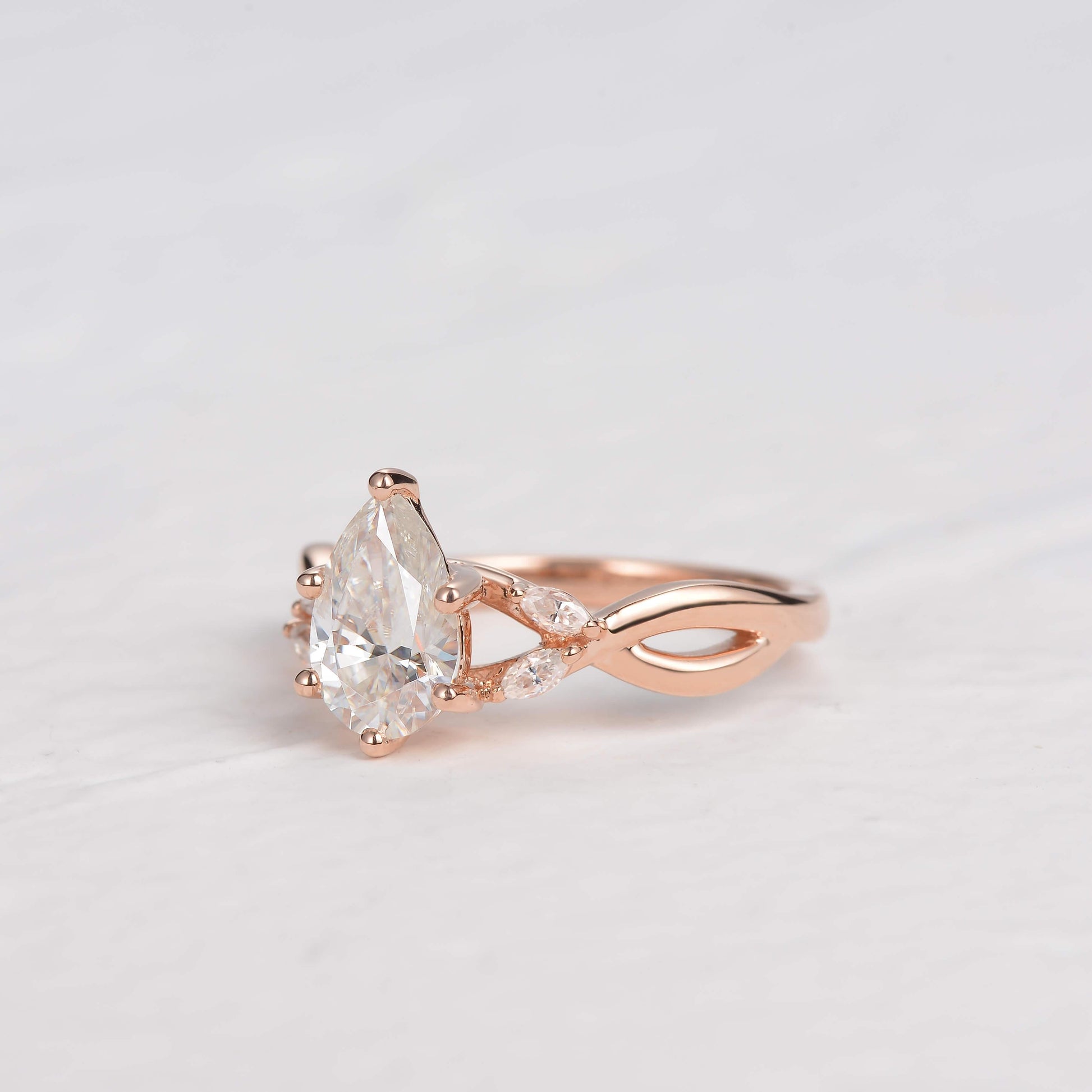 1.52 CT Pear Cluster Moissanite Engagement Ring