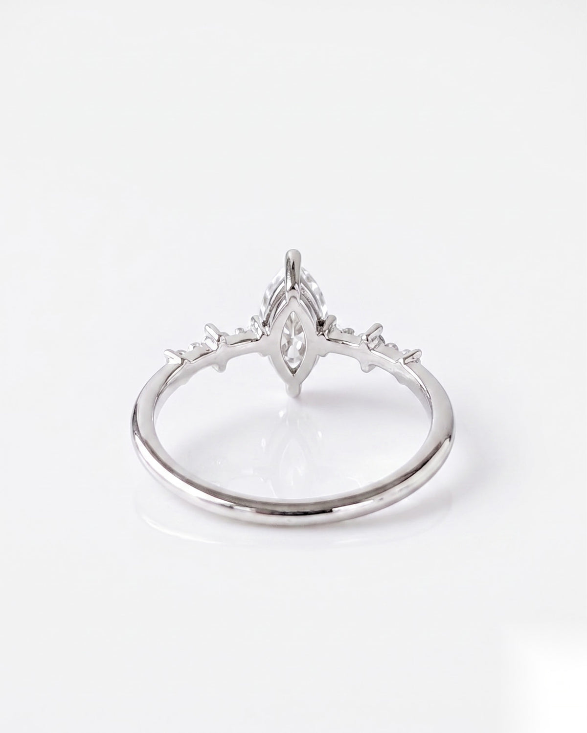 0.5 CT Marquise Dainty Pave Moissanite Engagement Ring