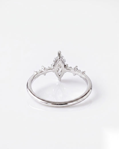 0.5 CT Marquise Dainty Pave Moissanite Engagement Ring