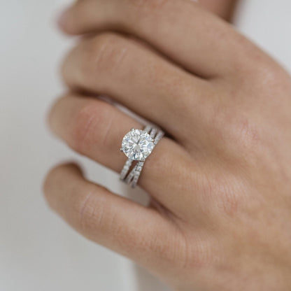 2.5 CT Round Hidden Halo & Pave Moissanite Engagement Ring