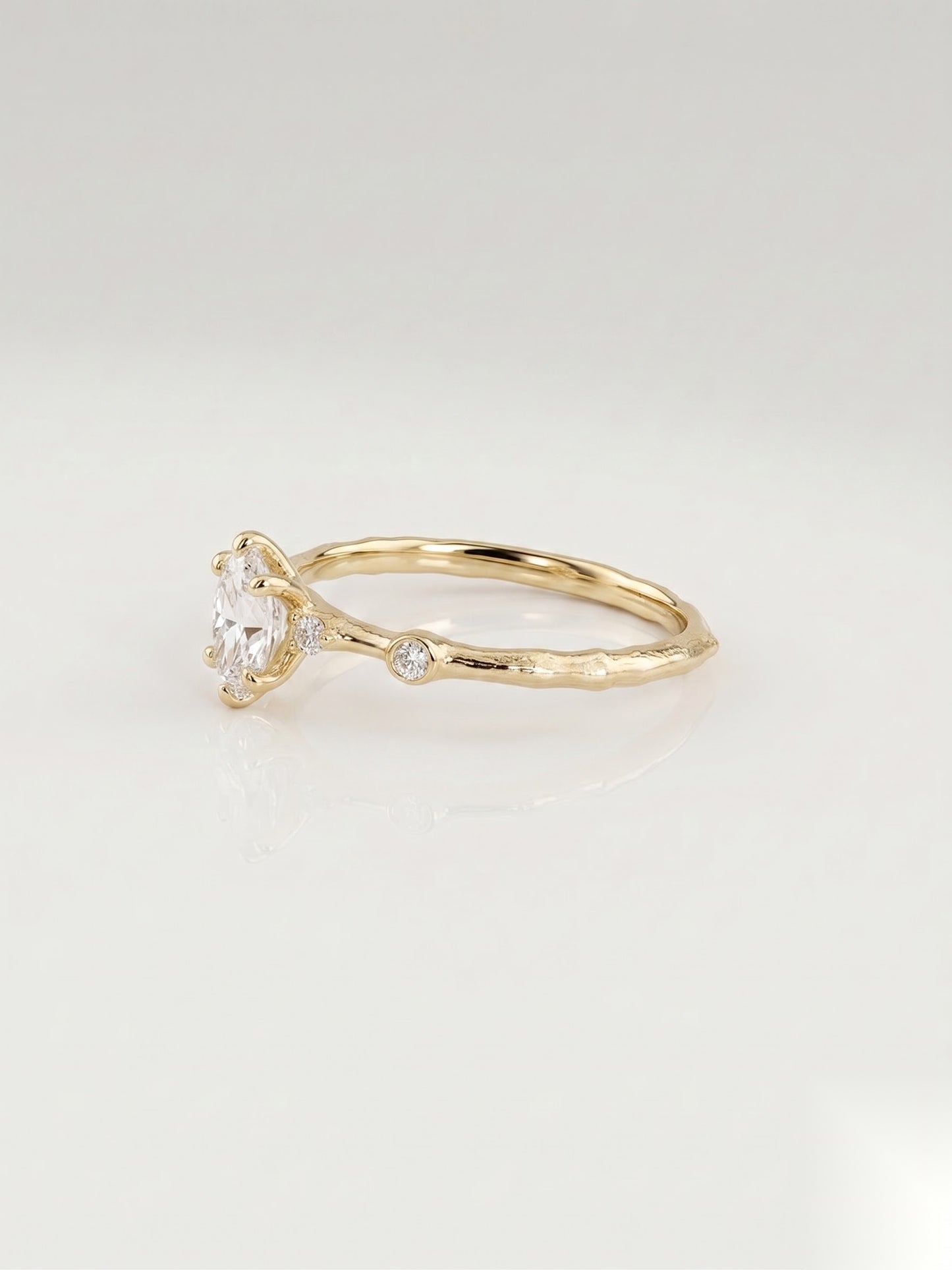 0.5 CT Oval Dainty Pave Moissanite Engagement Ring