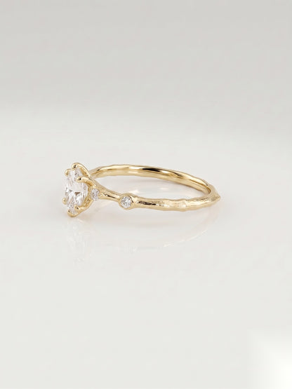0.5 CT Oval Dainty Pave Moissanite Engagement Ring