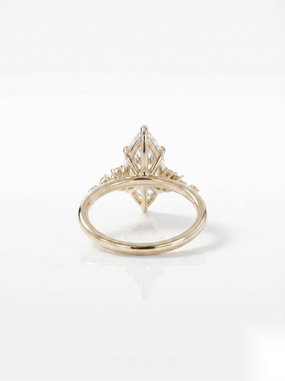 2 CT Marquise Cluster Moissanite Engagement Ring