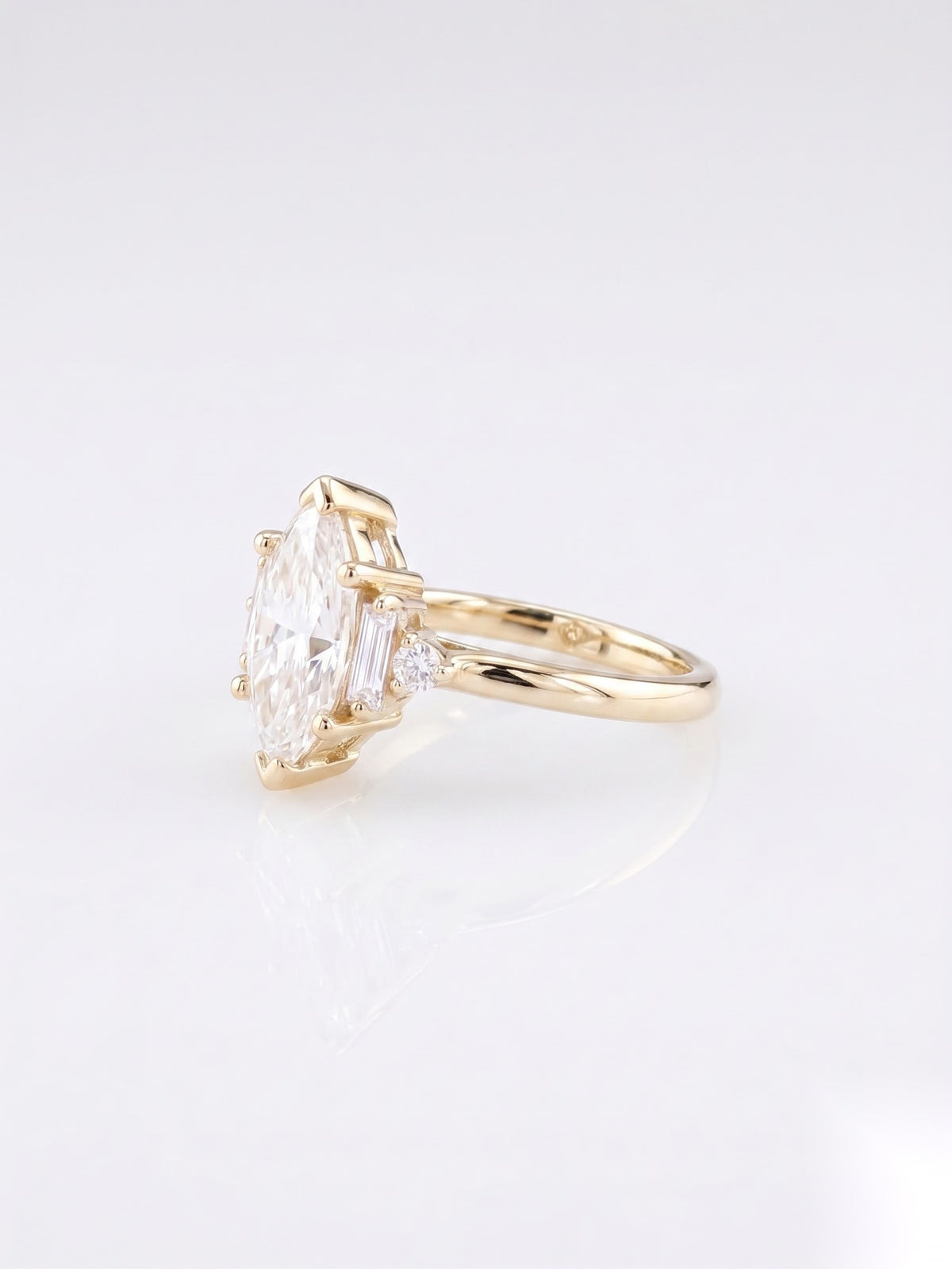 1.5 CT Marquise Five Stone Moissanite Engagement Ring