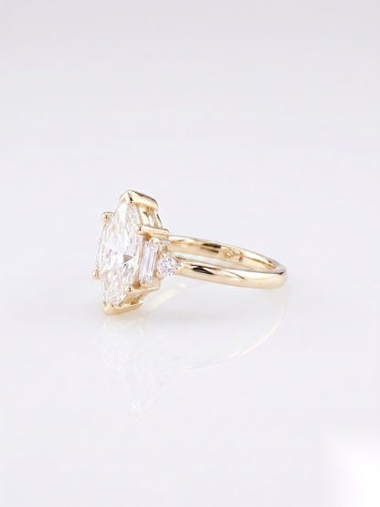 1.5 CT Marquise Five Stone Moissanite Engagement Ring