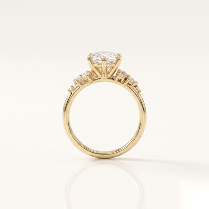1.5 CT Round Cluster Moissanite Engagement Ring