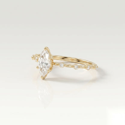 0.5 CT Marquise Dainty Pave Moissanite Engagement Ring