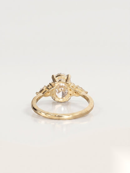 2.25 CT Oval Cluster Moissanite Engagement Ring