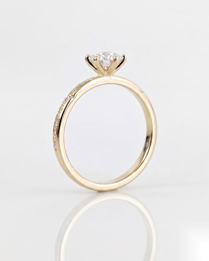 1 CT Marquise Dainty Pave Moissanite Engagement Ring