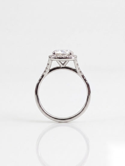1.5 CT Round Halo & Pave Split Shank Solitaire Moissanite Engagement Ring