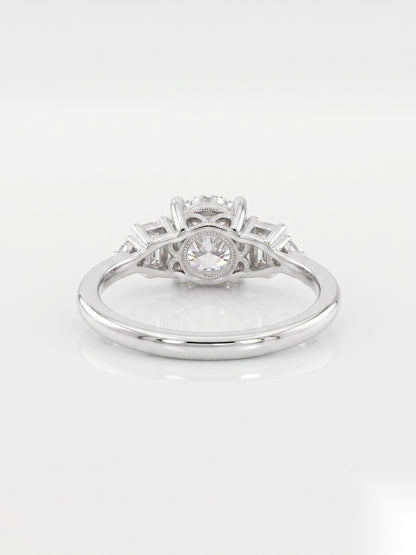 1 CT Round Dainty Pave Moissanite Engagement Ring