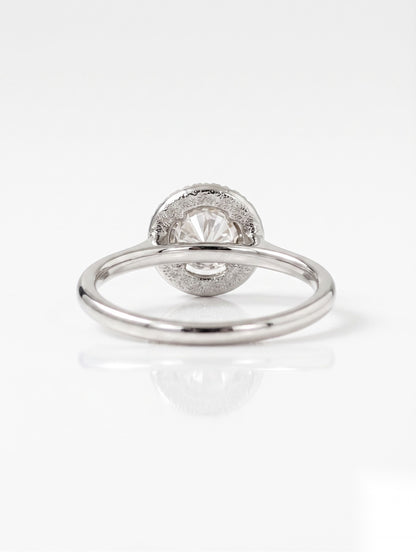 1 CT Round Halo Moissanite Engagement Ring