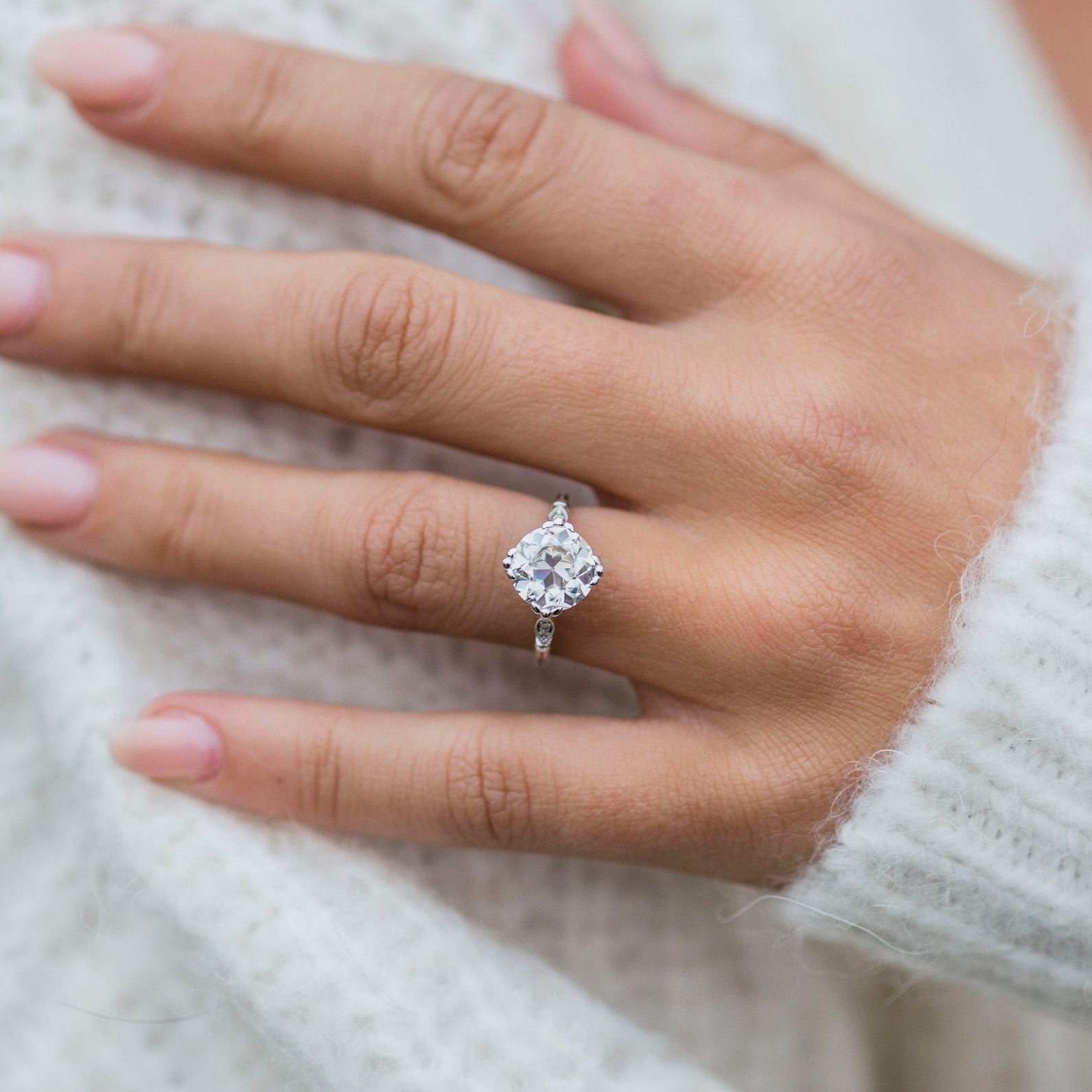 2.5 CT Round Vintage Pave Moissanite Engagement Ring