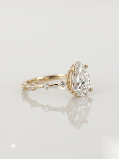 1 CT Pear Dainty Pave Moissanite Engagement Ring