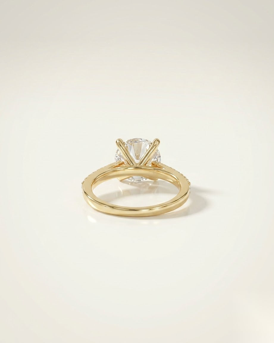 3 CT Round Pave Moissanite Engagement Ring