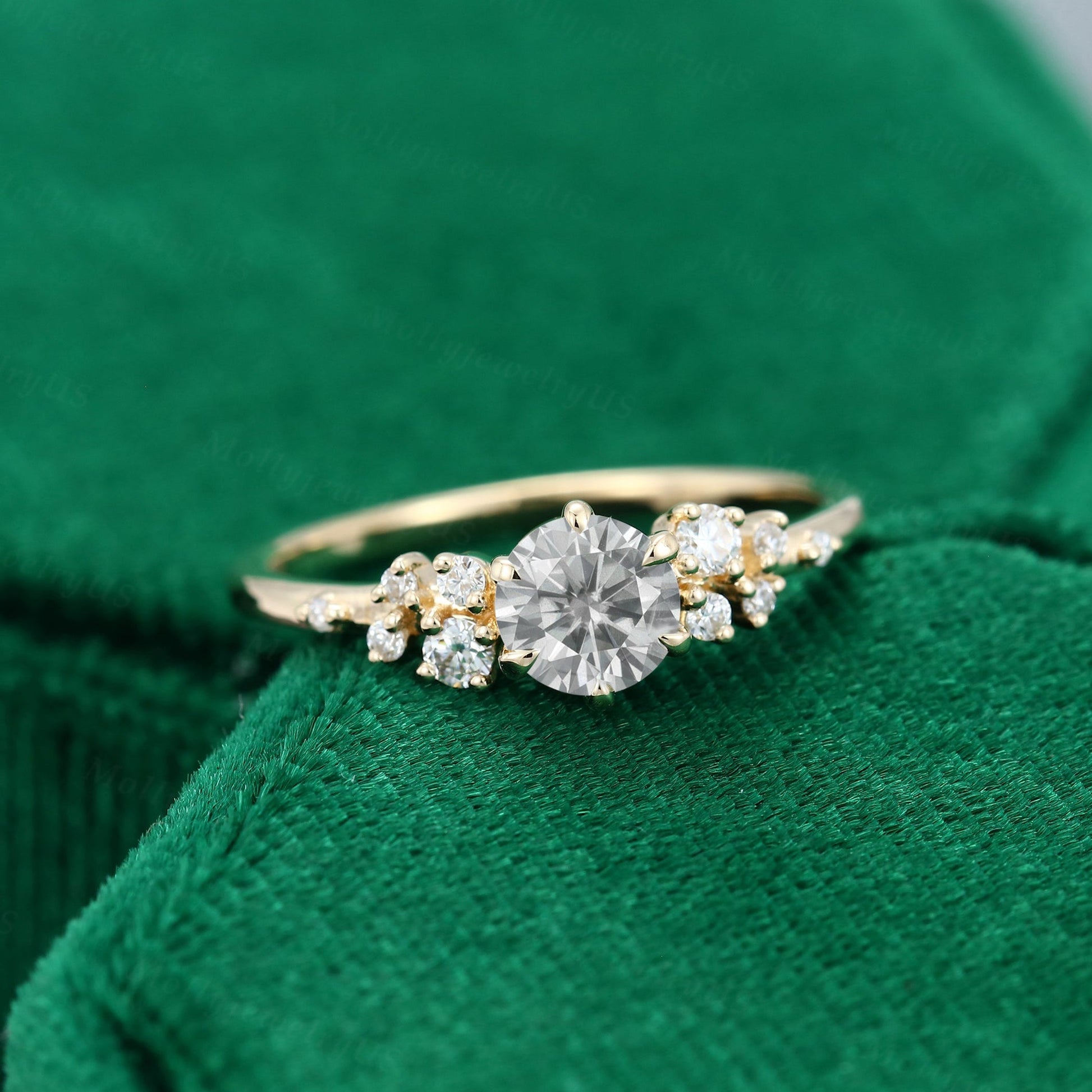 0.45 CT Round Cluster Moissanite Engagement Ring