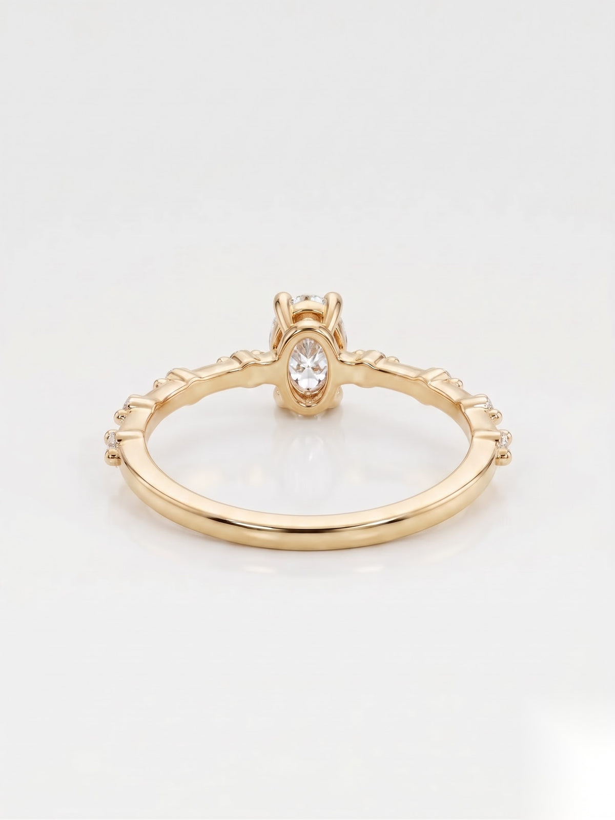 0.5 CT Oval Dainty Pave Moissanite Engagement Ring
