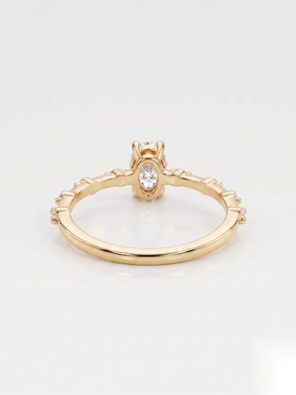 0.5 CT Oval Dainty Pave Moissanite Engagement Ring