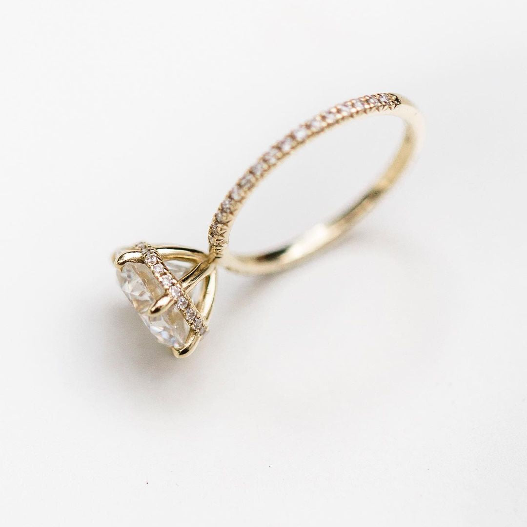 2.75 CT Round Hidden Halo & Pave Moissanite Engagement Ring