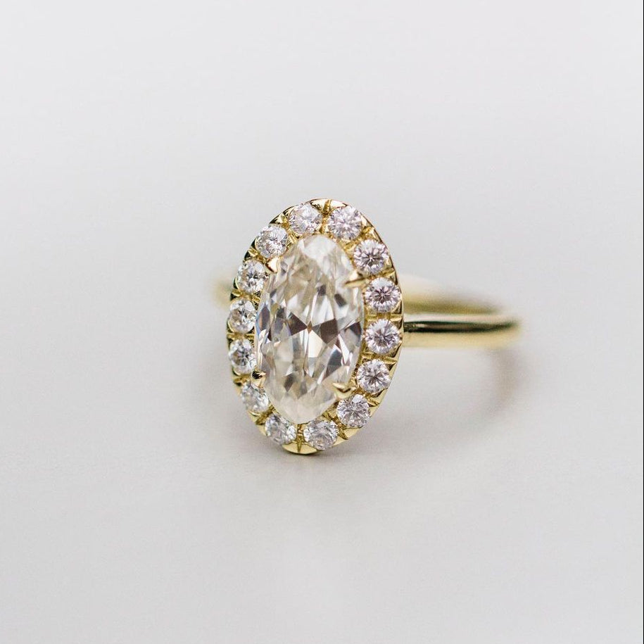 3.8 CT Oval Halo Moissanite Engagement Ring