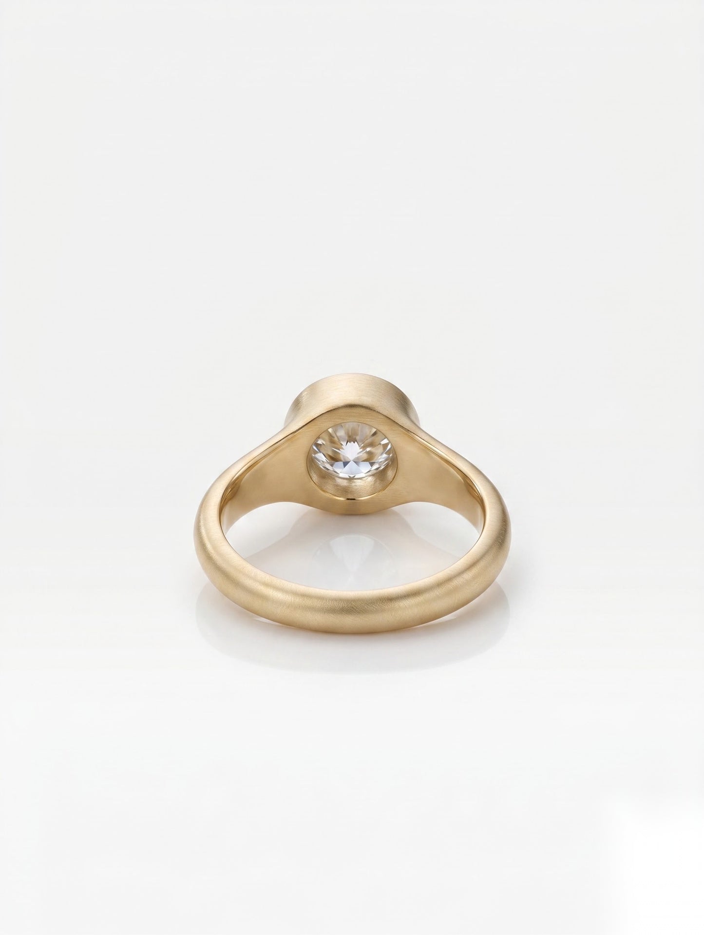 1 CT Round Bezel Solitaire Moissanite Engagement Ring