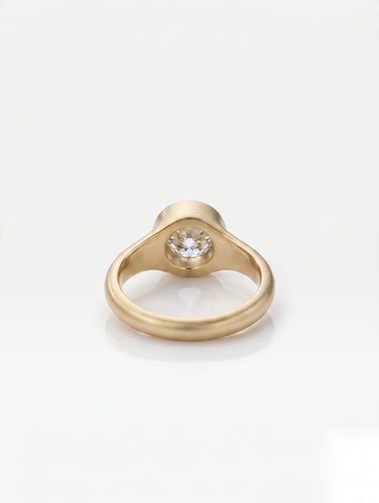 1 CT Round Bezel Solitaire Moissanite Engagement Ring