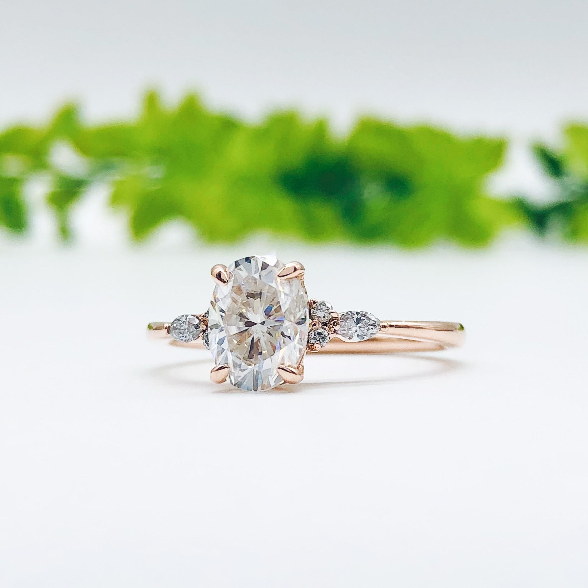1.91 CT Oval Cluster Moissanite Engagement Ring