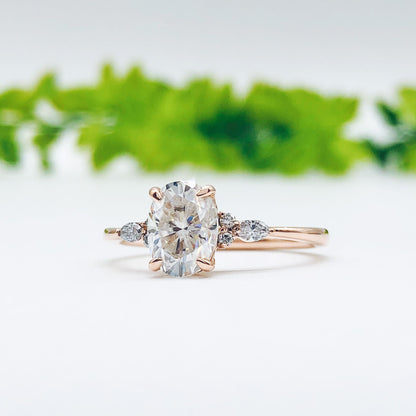 1.91 CT Oval Cluster Moissanite Engagement Ring