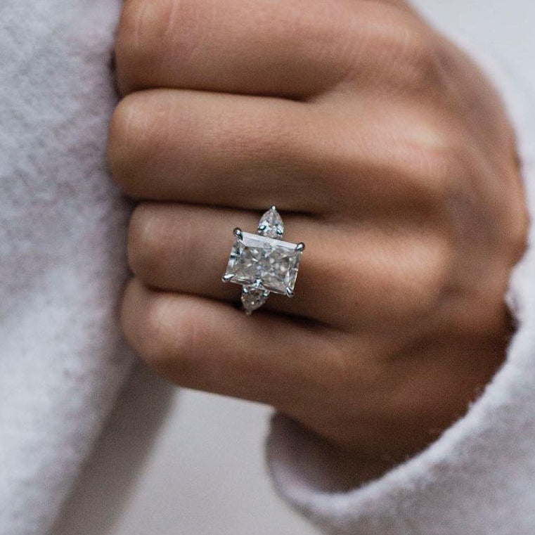 5 CT Radiant Three Stone Moissanite Engagement Ring