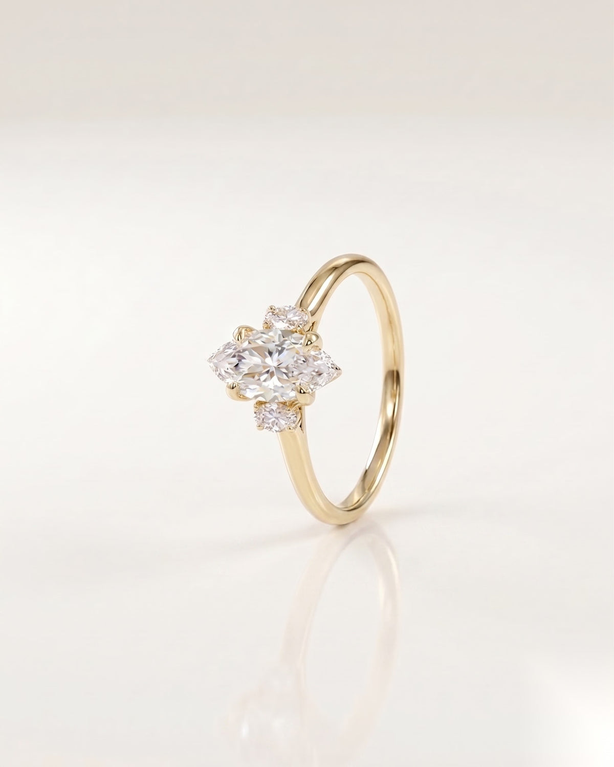 1 CT Marquise Three Stone Moissanite Engagement Ring