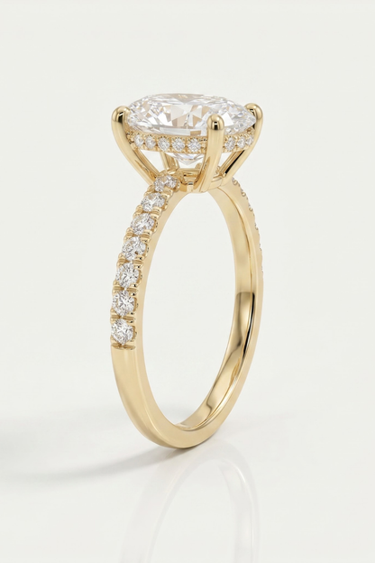 1.5 CT Oval Hidden Halo & Pave Moissanite Engagement Ring