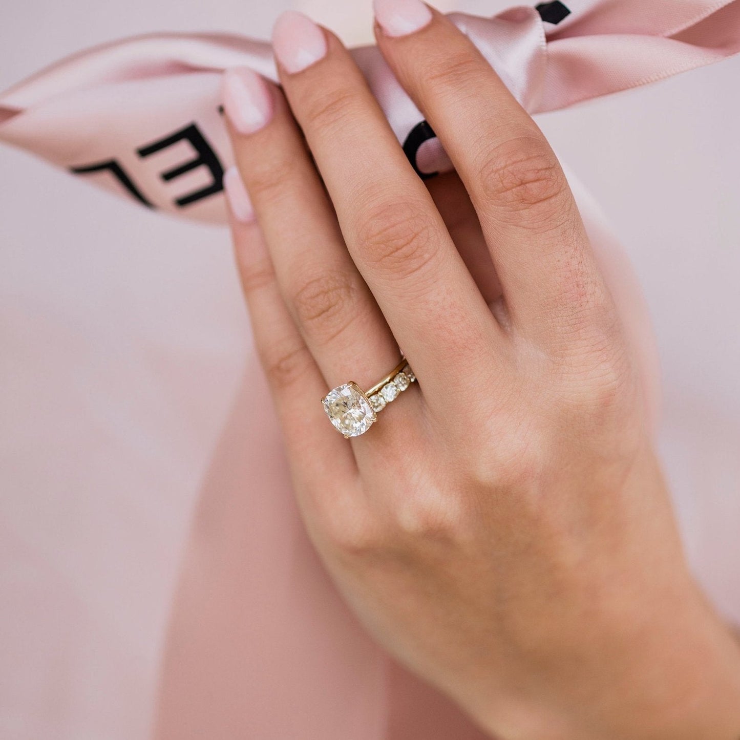 3.15 CT Elongated Cushion Solitaire Moissanite Engagement Ring