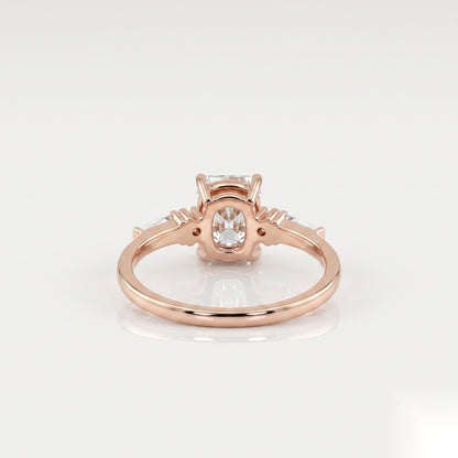 1.5 CT Radiant Five Stone Moissanite Engagement Ring