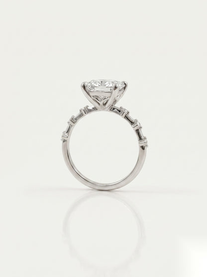 2 CT Princess Dainty Pave Moissanite Engagement Ring