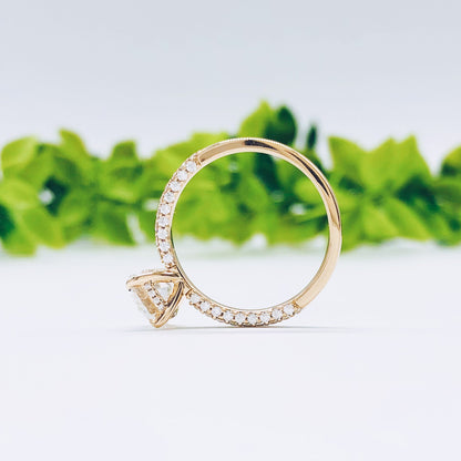 1.85 CT Round Pave Moissanite Engagement Ring