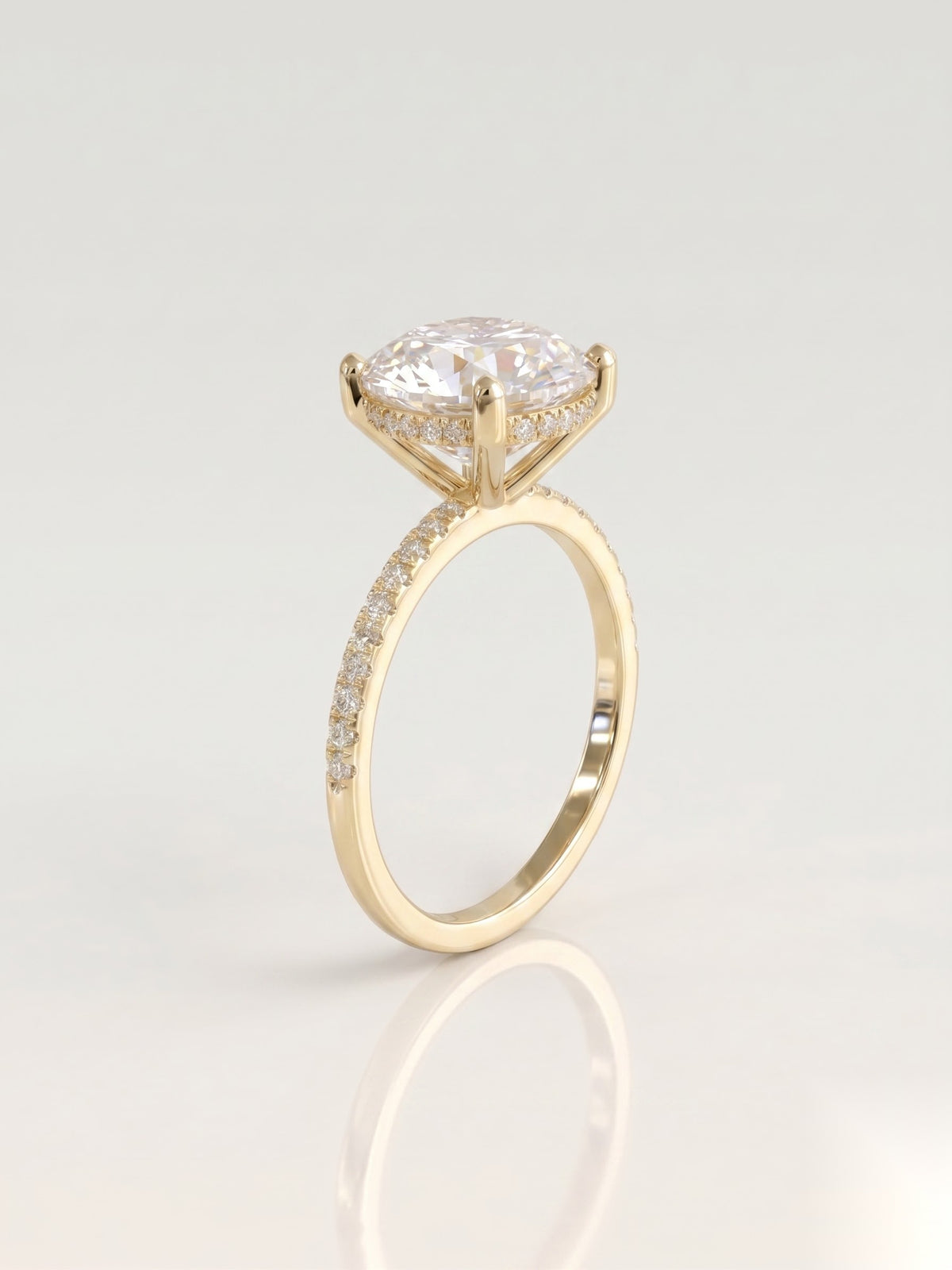 4 CT Round Hidden Halo & Pave Moissanite Engagement Ring