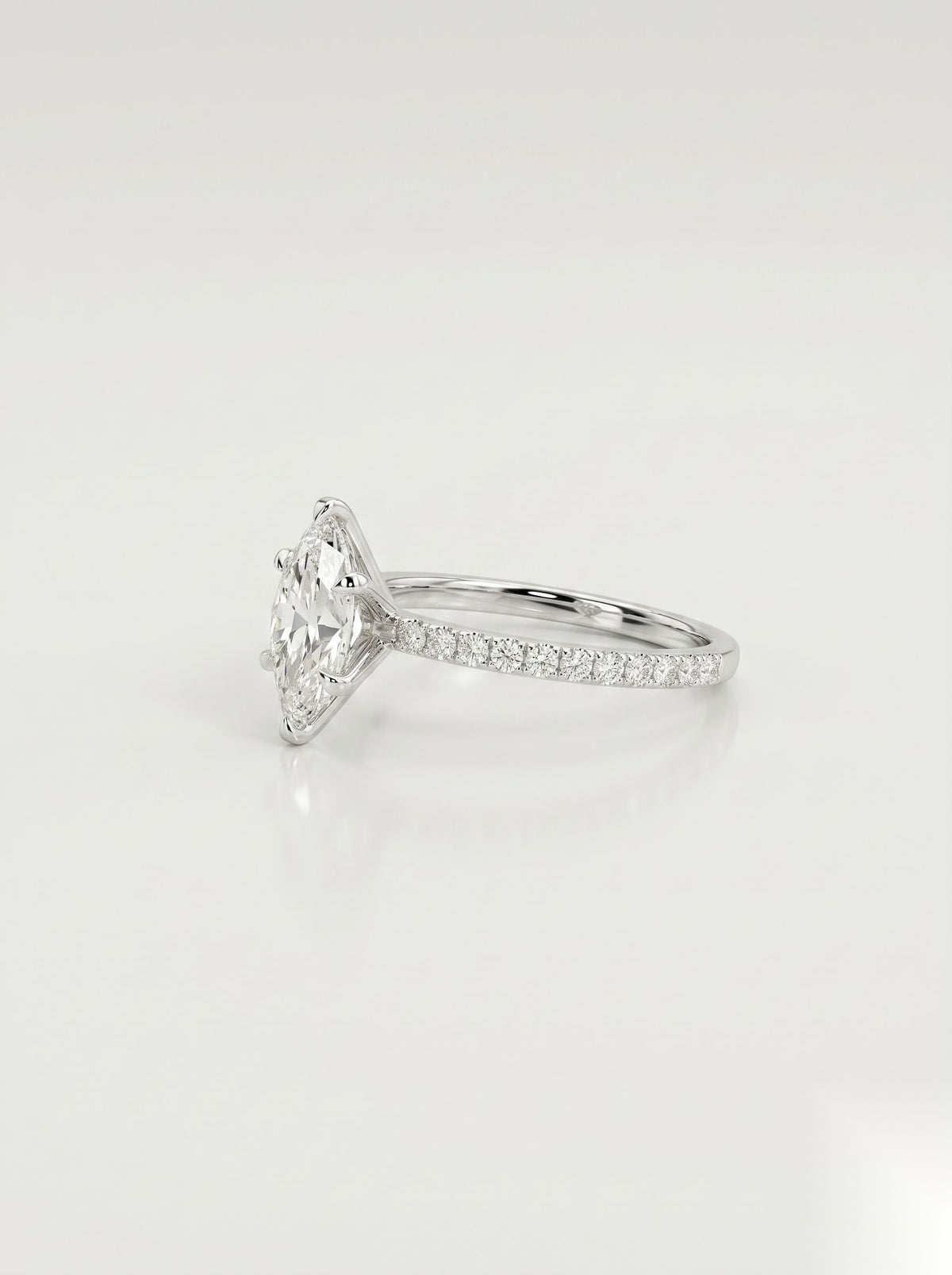 1 CT Marquise Pave Moissanite Engagement Ring