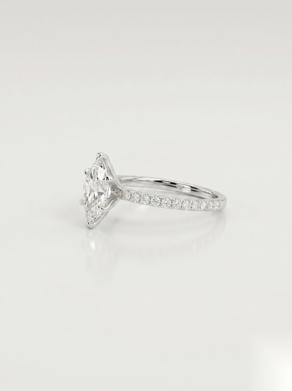1 CT Marquise Pave Moissanite Engagement Ring