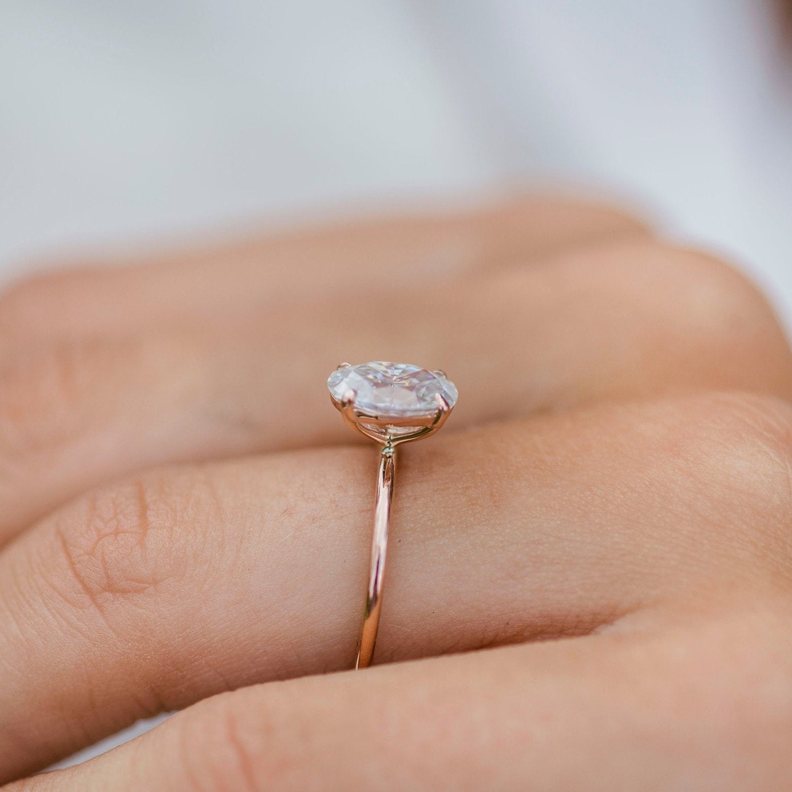 1.85 CT Oval Solitaire Moissanite Engagement Ring