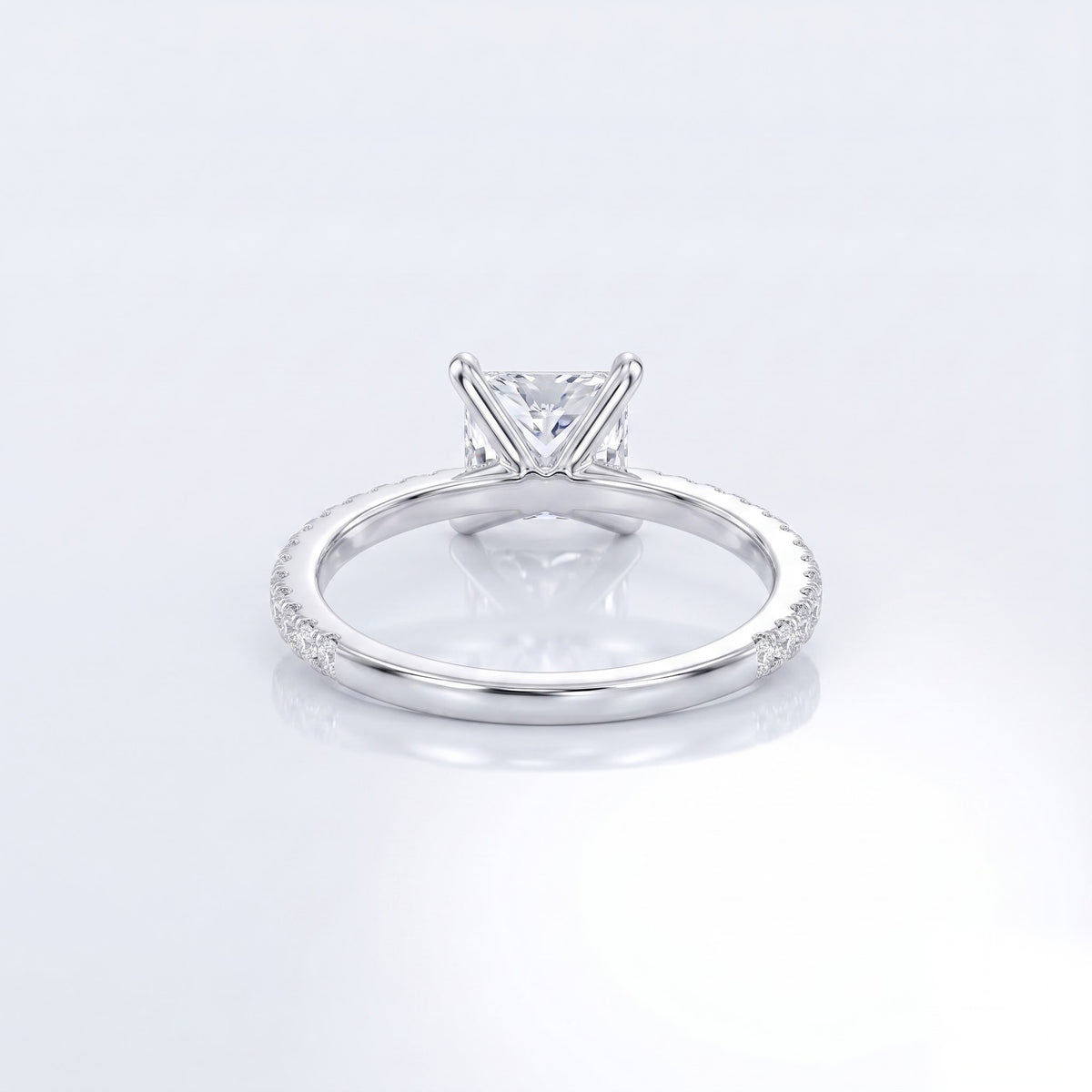 1 CT Princess Pave Moissanite Engagement Ring
