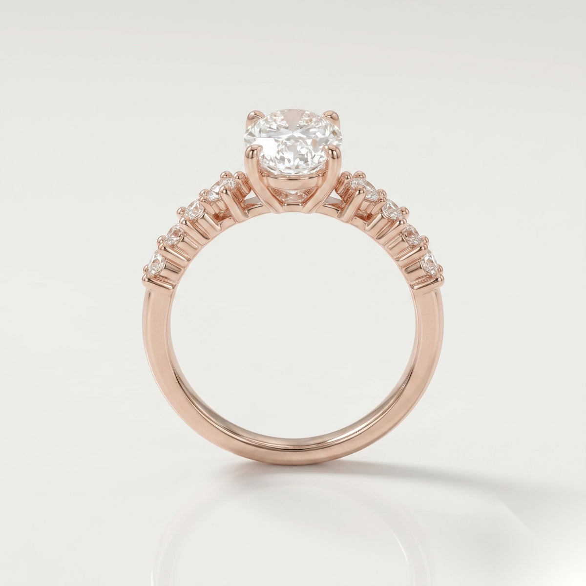 1 CT Oval Pave Moissanite Engagement Ring