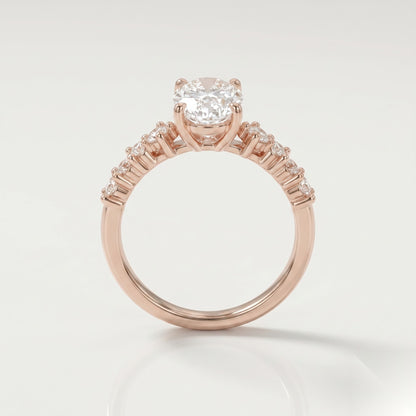 1 CT Oval Pave Moissanite Engagement Ring