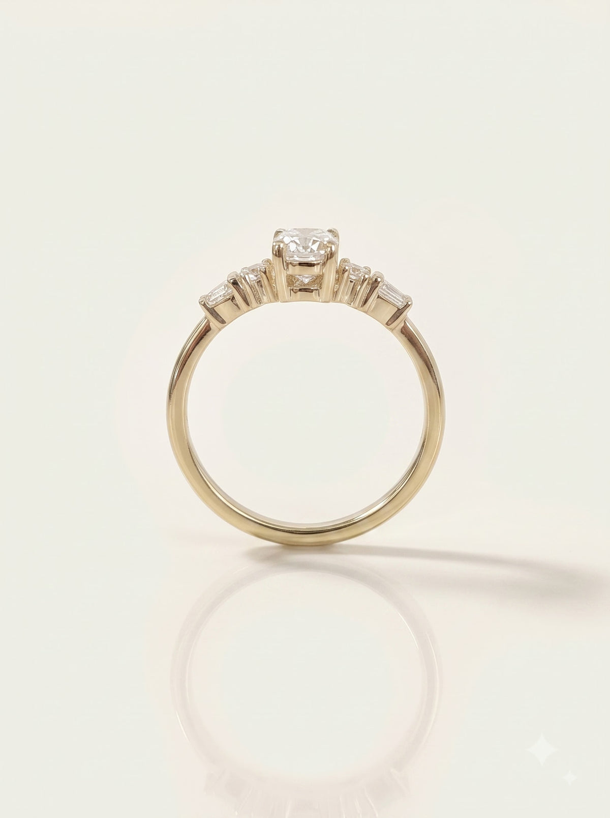 0.5 CT Elongated Cushion Five Stone Moissanite Engagement Ring