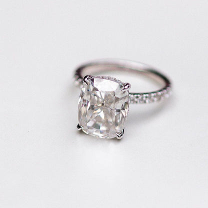 4.7 CT Cushion Hidden Halo & Pave Moissanite Engagement Ring