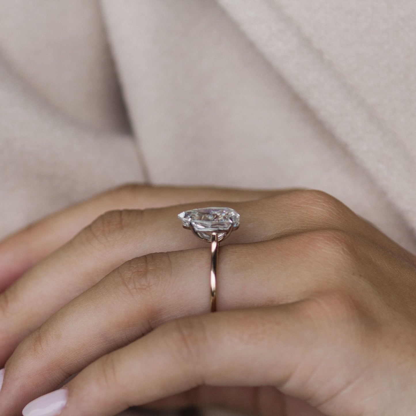 4.5 CT Pear Pave Moissanite Engagement Ring