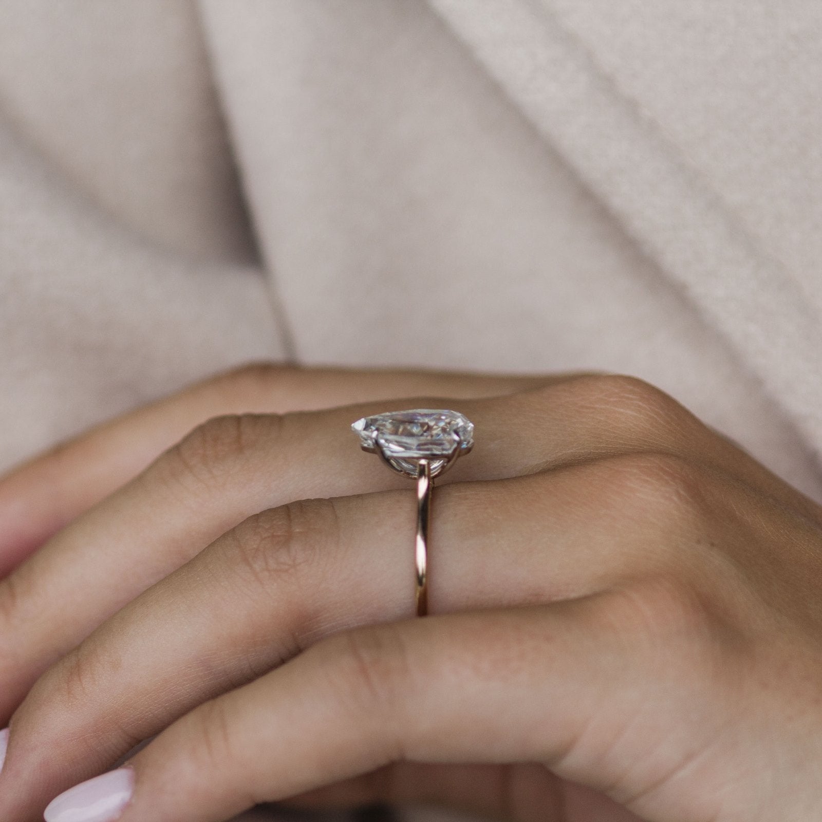4.5 CT Pear Pave Moissanite Engagement Ring