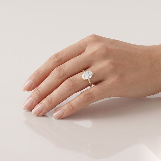 1.5 CT Oval Hidden Halo Moissanite Engagement Ring