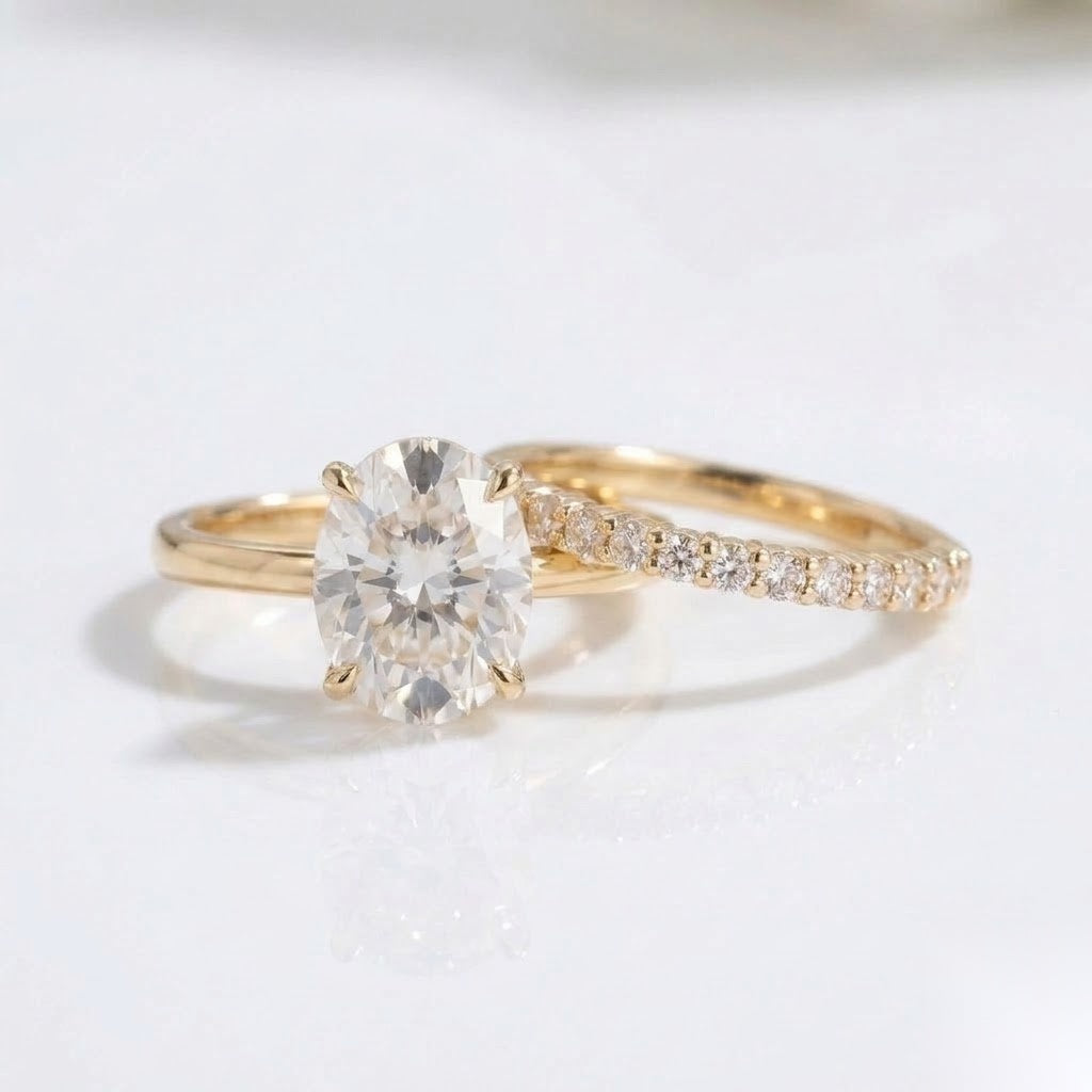 1.6 CT Emerald Cluster Moissanite Bridal Set