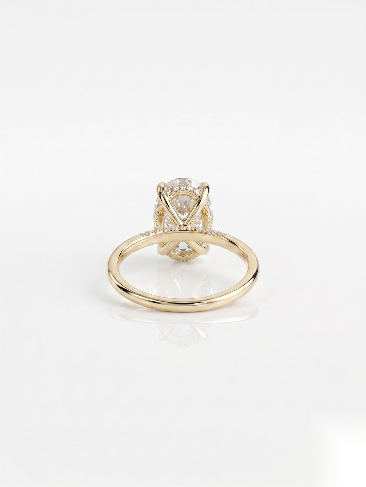 3 CT Oval Hidden Halo & Dainty Pave Moissanite Engagement Ring